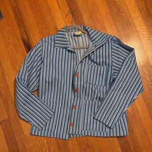 Blue and Off White Striped Work Jacket